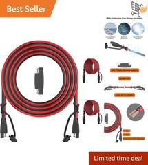 12Ft SAE Extension Cable 16AWG Heavy Duty Quick Disconnect for Solar Battery