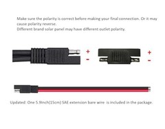 MC-4 to SAE Solar Panel Adapter Cable 10AWG 13.8 in with 2 Reverse Adapters