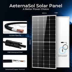 225W Solar Panel 12V N-Type 0BB Anti-Shading HPBC Off Grid RV Roof Home 200W