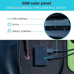2USB 60W Solar Panel Kit Folding Power Bank Outdoor Camping Hiking Phone Charge.