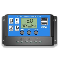 20A Solar Panel Battery Charge Controller Regulator 12V 24V LCD Auto Dual USB