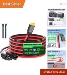 10ft Solar Extension Cable 12AWG XT60 for Solar Panel to Power Station