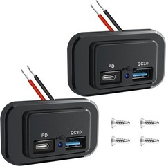 Nilight 2 Pack Socket Panel 12V 24V Dual USB Outlet PD Type C QC3.0 Surface Moun