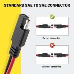 12AWG SAE Connector Cable 1 Feet 2 Pin SAE Single Ended Quick Connector Disco…