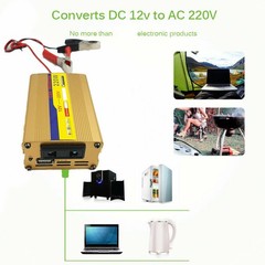 220W Inverter 100W Solar Panel Kit USB Battery Charger Convert AC/DC Outdoor USA