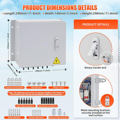 Doniks 6 String Metal Solar Combiner Box, IP65 Waterproof PV Combiner Box with