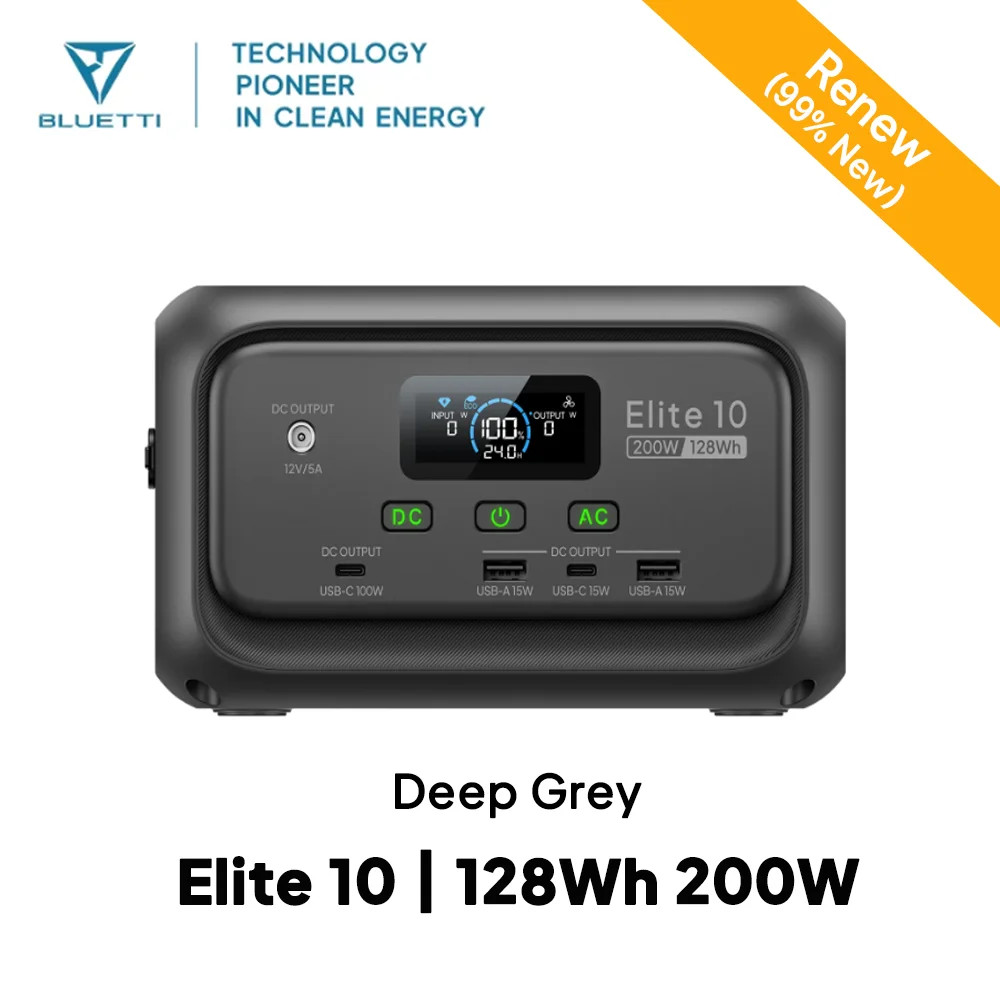 【Renew】BLUETTI Elite 10 128Wh 200W Mini Power Station LiFePO4 100W USB C Fast