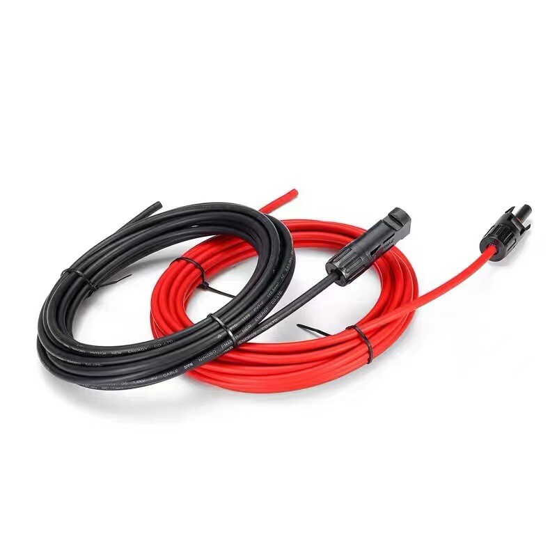 Black+Red 10 AWG Solar Panel Extension Cable Silicone Flexible Wire Connectors