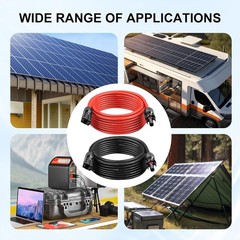 100FT 10 AWG Solar Panel Extension Cable PV Wire Solar Connectors Pair 6mm²