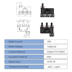 Witproton Solar Branch Connector IP68 1500V FMM+MFF, Y Connector for Parallel…