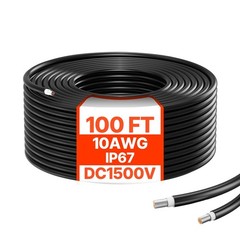 100FT Solar Panel Wire 10AWG Tinned Copper PV Cable IP67 Waterproof Outdoor Cord
