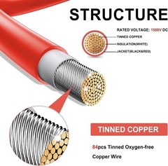 40FT Solar Extension Cable – 10AWG 6mm² – & Red