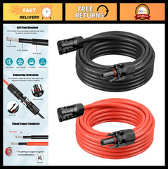 10 AWG Solar Extension Cable 40FT (20FT Black + 20FT Red) for Solar Panels, RVs,
