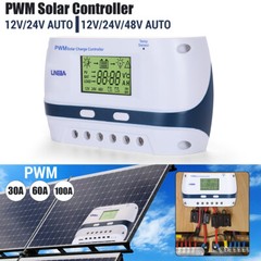 LCD 100A 60A 30A Solar Charge Controller Auto 12V/24V/48V Battery Regulator USB