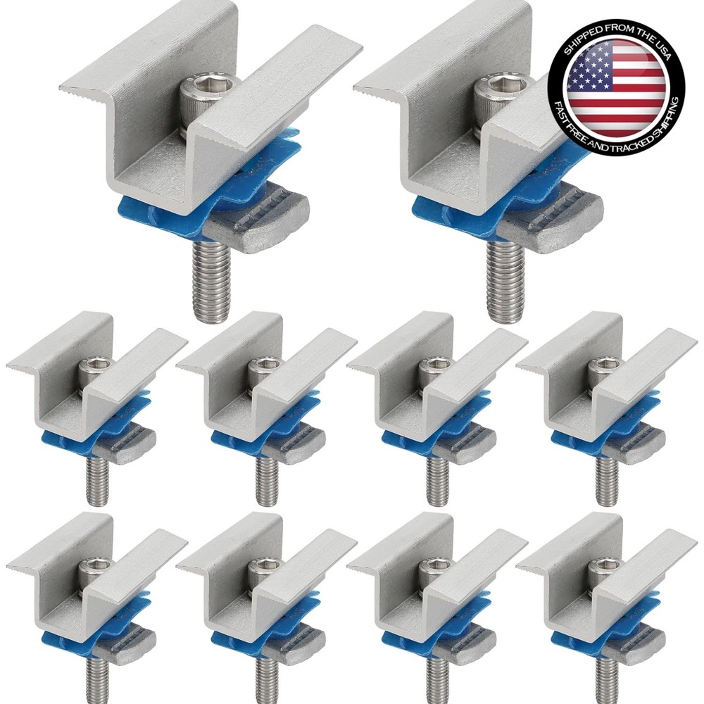 10 Pcs Adjustable Solar Panel Mounting Bracket Clamps Wide Photovoltaic Suppo…