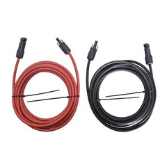 1 Pair 20FT Solar Panel Extension Cable Wire Connector Black + Red 6mm²/10AWG