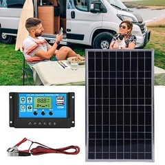 12V 10W Complete Solar Panel Kit Solar Power System Generator 100A Home Grid US