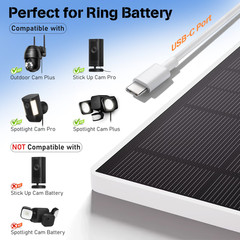 5W Solar Panels for Security Camera, USB C Port Solar Panel for 5V Rechargeable