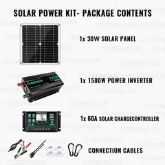 Grennova 1500W Solar Kit 30W Panel 60A MPPT Off-Grid RV Van Farm Emergency