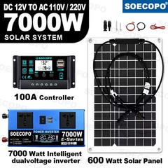 7000W Peak Solar System Kit Flexible Panel 100A Controller 12V 24V To 110V/220V