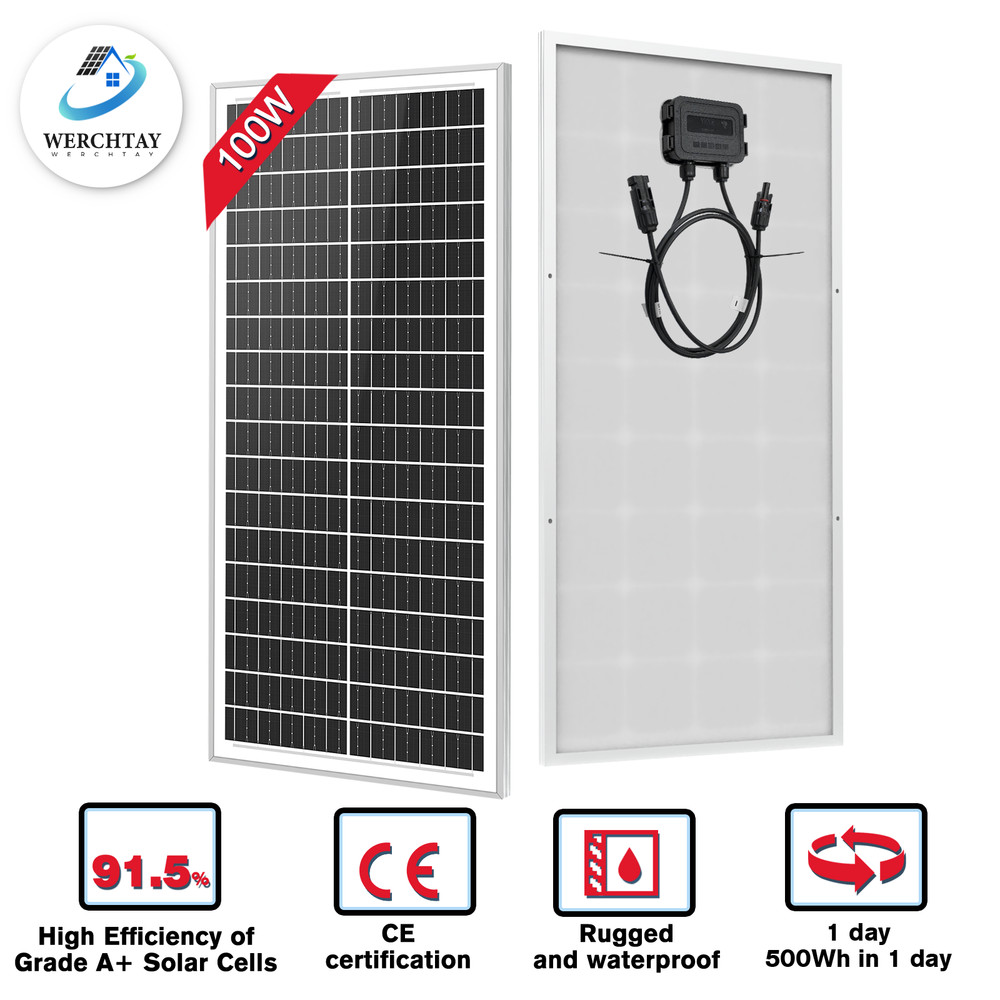 100W Watt 12V Mono Solar Panel Kit Charging Off-Grid Battery Power RV Home Boat