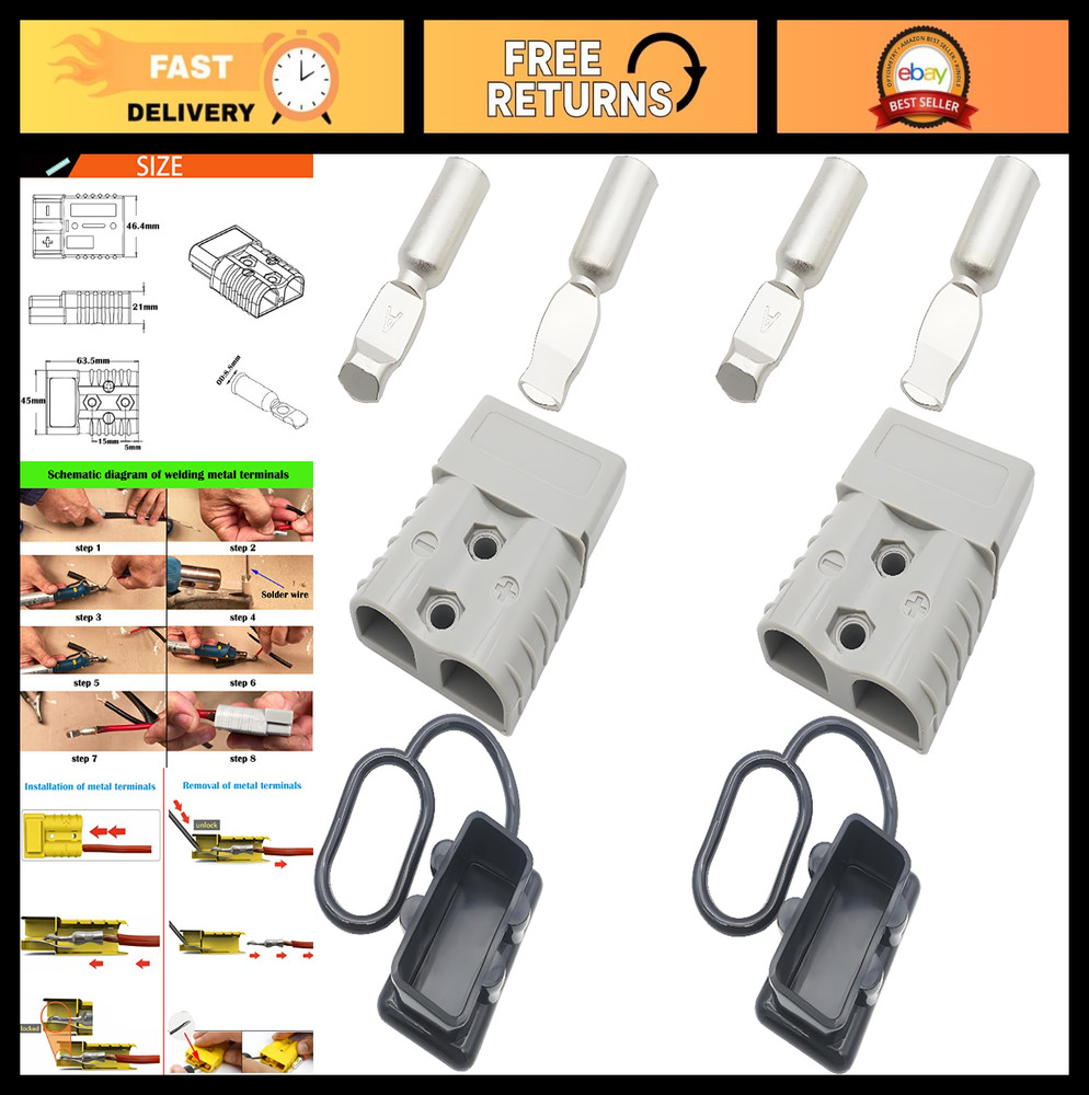 120A Quick Connect Battery Connectors 600V, Modular Power Disconnect for 2-4 AWG