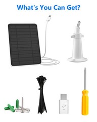 Solar Panel Charger Compatible with Reolink Argus 2E/Eco Ultra/Go PT Plus/Go …