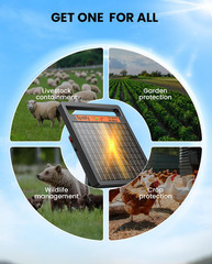 Solar Electric Fence Charger LD02, 1.2J with Short Circuit Alarm | 8W High-Effic