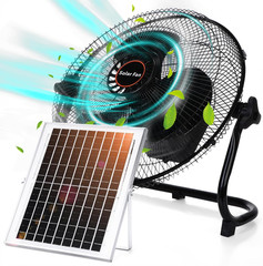Tujoe 15000Mah 12 Inch Solar Panel Powered Fan, 2 in 1 Solar Panel or AC Charger