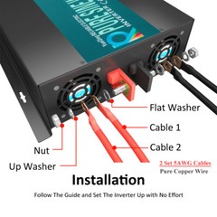 2000W Power Inverter Pure Sine Wave Inverter 12V 110V 120V Car Truck Boat Solar