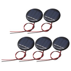 5Pcs 2V 0.08W 40mA Round Mini Solar Panels with Cable