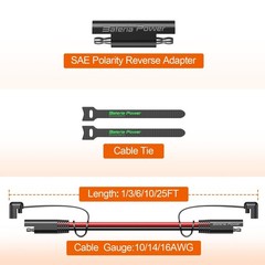 25FT 16AWG SAE Extension Cable with Quick Disconnect Connector for Automotive, S