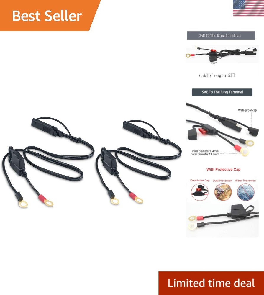 Essential SAE Quick Disconnect Solar Cable Adapter for Motorcycles & Cars – 2Pcs