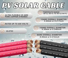 High-Performance 10 AWG Solar Wire – 100FT (50FT Red & Black) with PV Connectors