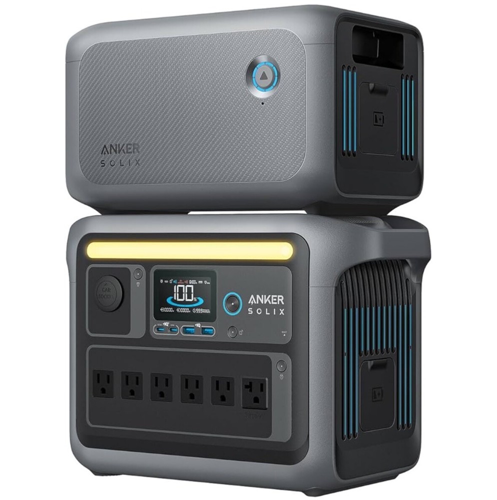 Anker SOLIX C1000 Portable Power Station and BP1000 Expansion Battery, 1800W Sol