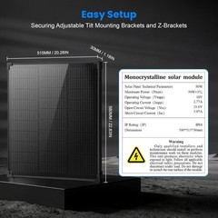 AeternaSol 50W 12V Solar Panel N-Type Mono Home RV Off Grid Battery Roof RV US