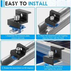 12 Pack Solar Panel End Clamps Compatible Aluminum Alloy Mounting Brackets