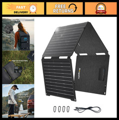 50W Foldable Solar Panel Charger for Camping & Outdoor Use, USB-C & USB-A Output