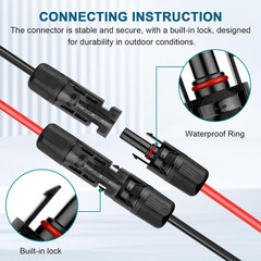 10 AWG Solar Extension Cable 100FT Flexible Solar Panel Wire with Male to Fem…