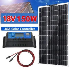 150W Complete Solar Panel System 12V Monocrystalline Home RV Roof w/ Controller