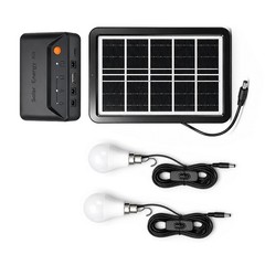 Grennova Portable Solar Light Kit USB Charger 2PCS Switch LED Bulbs