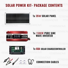 Grennova 1500W Pure Sine Solar Kit 60A MPPT Off-Grid Home RV Backup