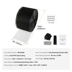 8in x 100ft Solar Panel Bird Guard with PVC Coating & 70pcs Fasteners