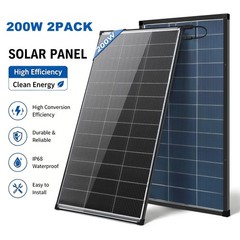 AeternaSol Bifacial 2Pack 200W Solar Panel 400W 18V 18BB PV Roof RV Off Grid US