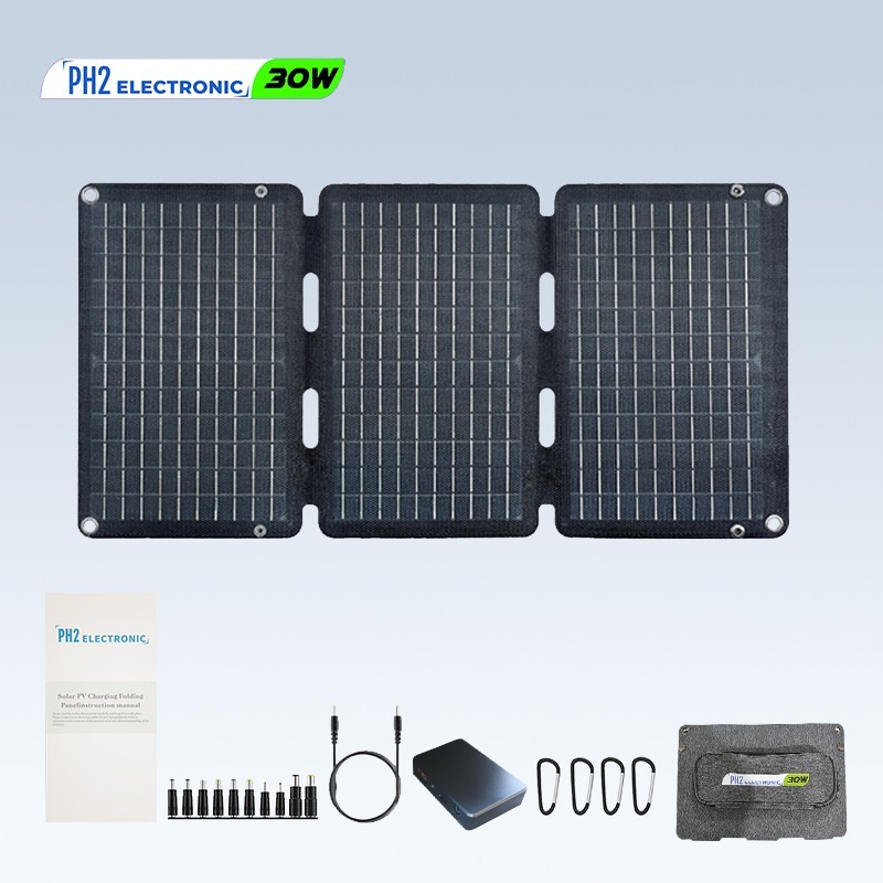 30w Portable Foldable Solar Panel Kit (18V,9″L x 13″W,1.5lb),Solar Controller