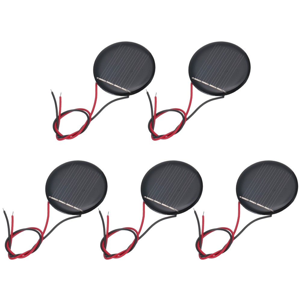 5Pcs 2V 0.07W 35mA Mini Solar Panels with 2 Cable 36mm Dia