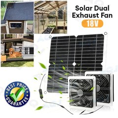 Solar Panel Fan kit, 30W Solar Powered Fan with Dual IP57 Waterproof Fans