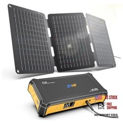 Portable Power Station 99.9Wh with Foldable Solar Panel 30W, P100 Orange+30W