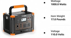 GNC 1000W 999Wh Solar Portable Power Station Generator