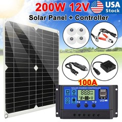200 Watts Solar Panel Kit 12V 100A Battery Charger with Controller Caravan Boat